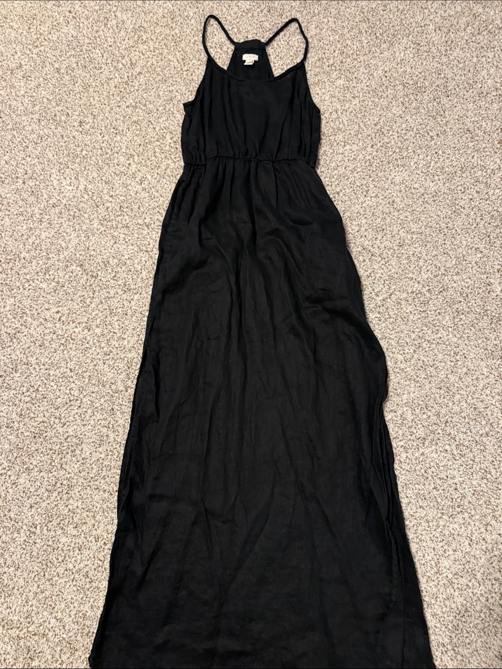 J. Crew Factory Black Spaghetti-Strap Maxi w pockets